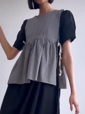 Olive Clothing Faye Gingham Ribboned Vest